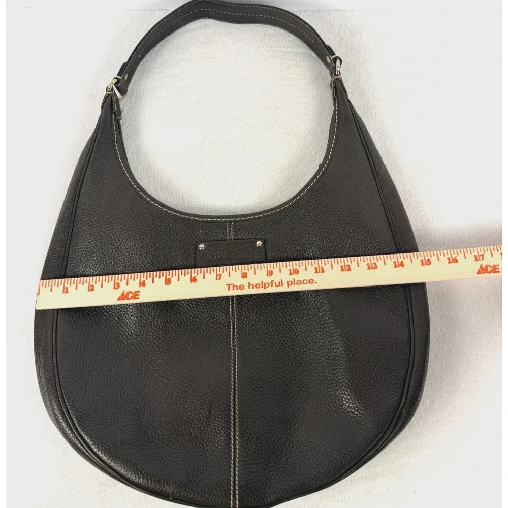 Kate Spade New York Brown Pebbled Leather Hobo Shoulder Bag Purse